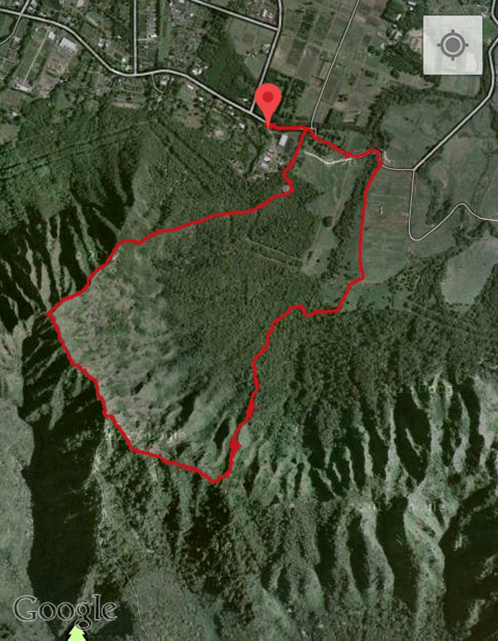 GPS Tracks of Mauna o Ahi Windward to Bear Claw Left Fork Hike